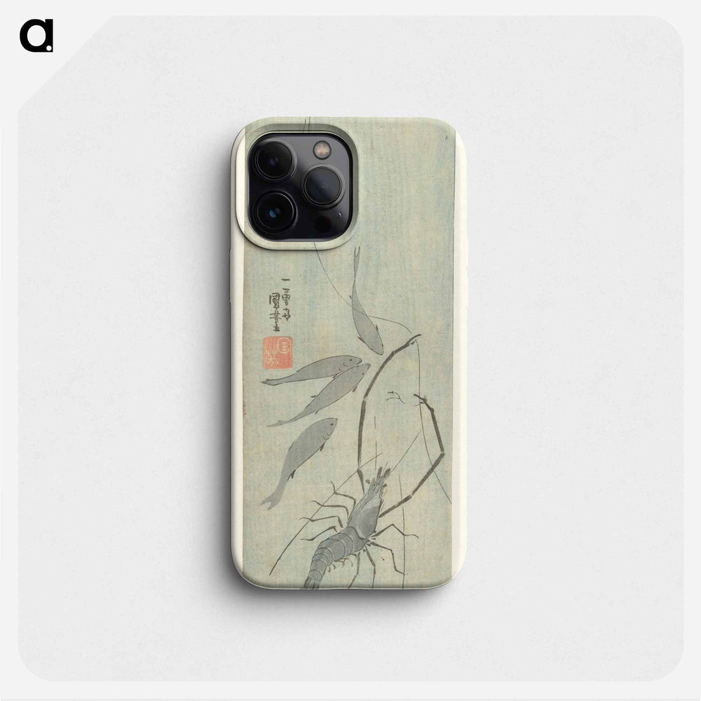 Langoustine en kleine vissen - 歌川 国芳 Phone Case.