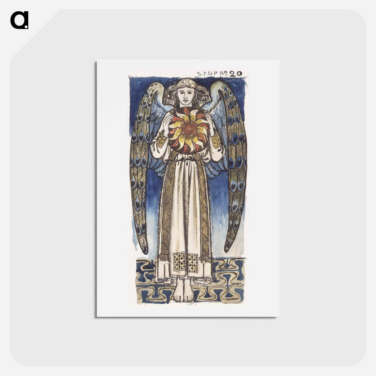 アートポストカード-Day- Angel Holding a Sun - ウィリアム モリス Postcard.