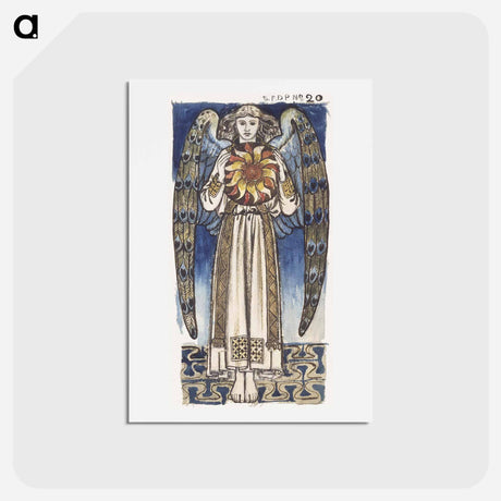 アートポストカード-Day- Angel Holding a Sun - ウィリアム モリス Postcard.