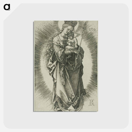 アートポストカード-The Virgin on a Crescent with a Crown of Stars and a Scepter - アルブレヒト デューラー Postcard.