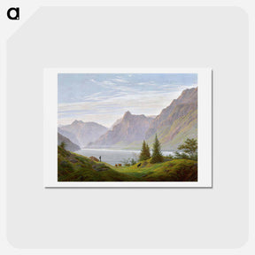 アートポストカード-Landscape with Mountain Lake Morning - カスパー ダーヴィト フリードリヒ Postcard.