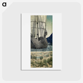 アートポストカード-Quest for the Holy Grail Tapestries-Panel 5: The Ship - エドワード バーン ジョーンズ Postcard.