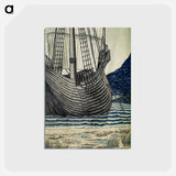 アートポストカード-Quest for the Holy Grail Tapestries-Panel 5: The Ship - エドワード バーン ジョーンズ Postcard.