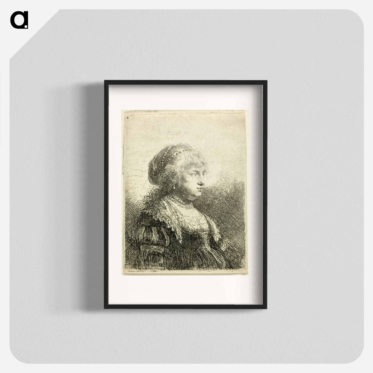 Saskia with Pearls in Her Hair - Rembrandt van Rijn Poster.