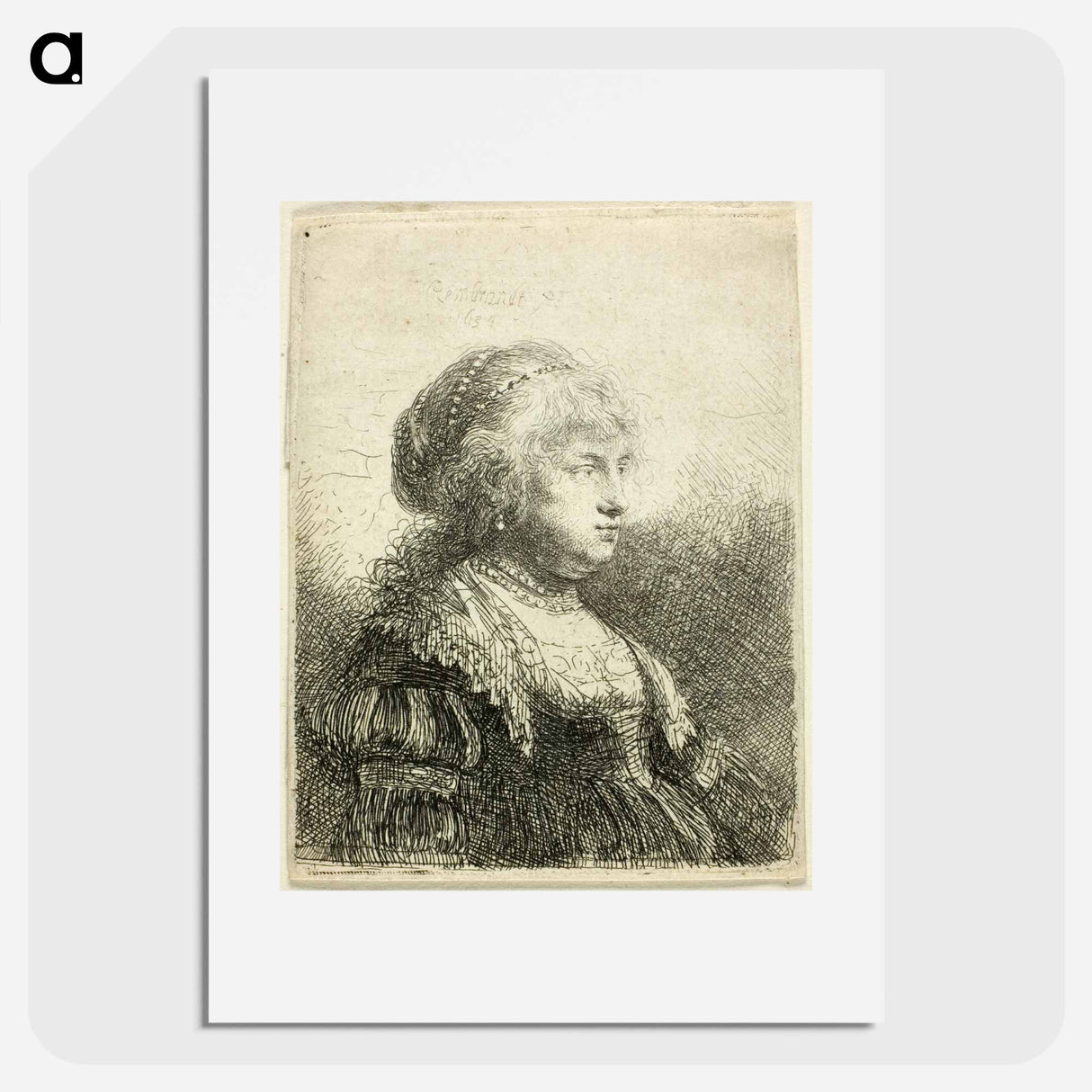 Saskia with Pearls in Her Hair - Rembrandt van Rijn Poster.
