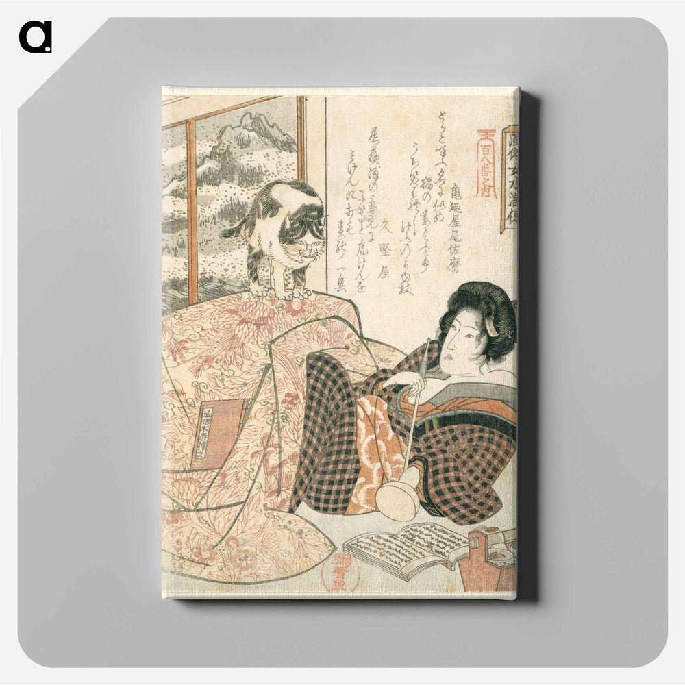 Vrouw met kat op tafel - 歌川 国芳 Canvas.