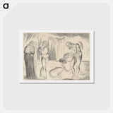 アートポストカード-A Serpent Attacking Buoso Donata - ウィリアム ブレイク Postcard.