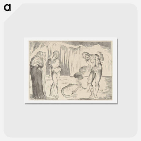 アートポストカード-A Serpent Attacking Buoso Donata - ウィリアム ブレイク Postcard.