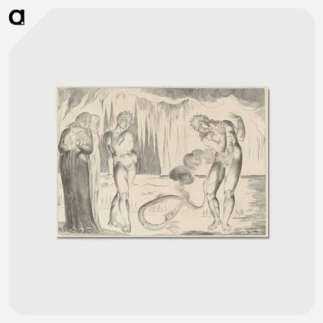 アートポストカード-A Serpent Attacking Buoso Donata - ウィリアム ブレイク Postcard.