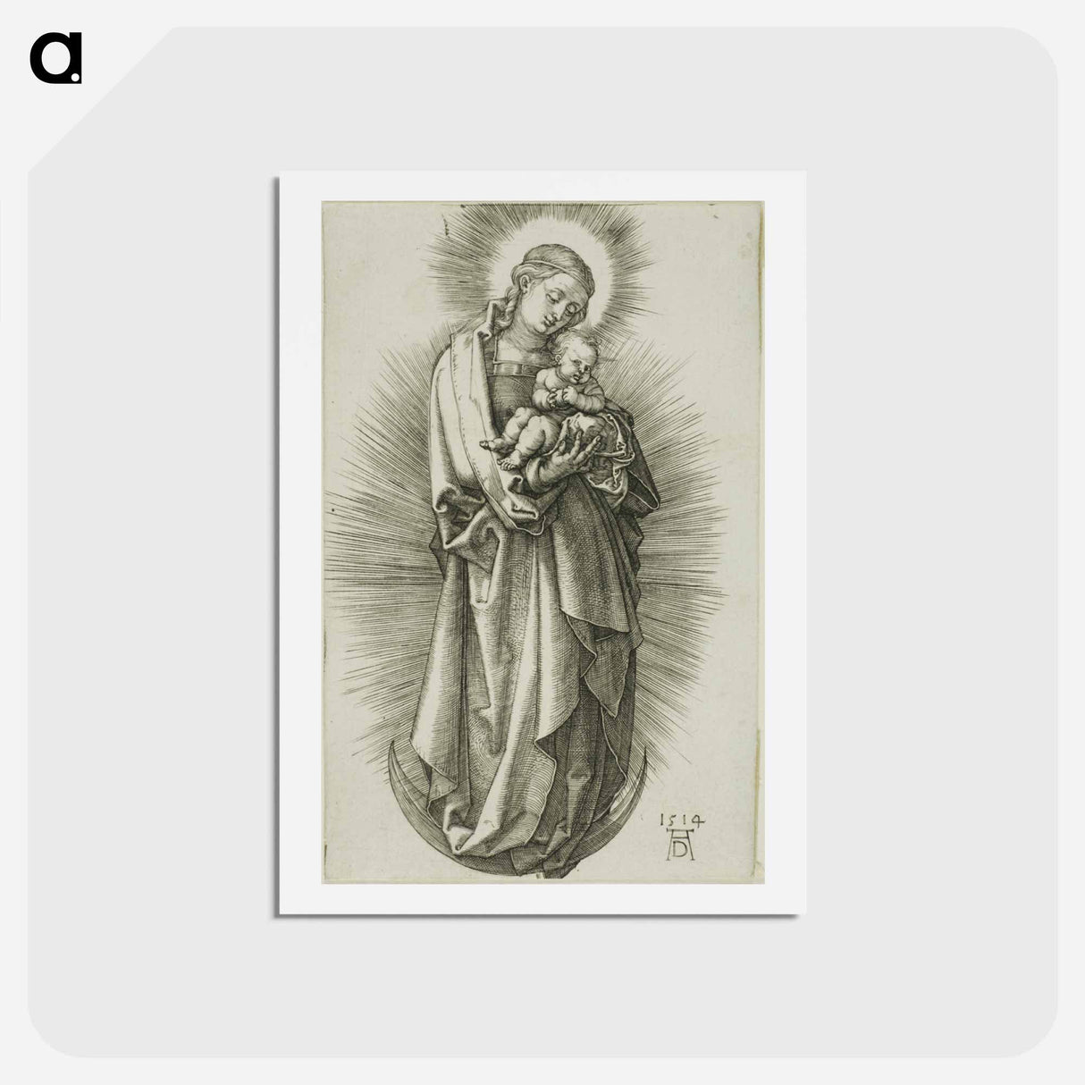 アートポストカード-The Virgin on the Crescent with a Diadem - アルブレヒト デューラー Postcard.