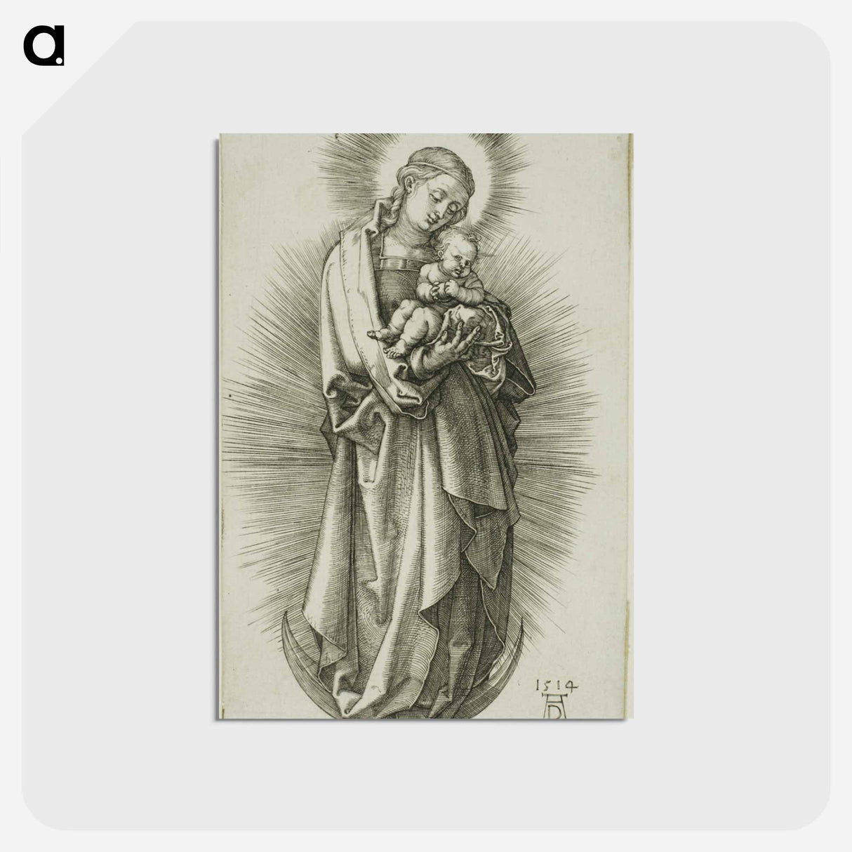 アートポストカード-The Virgin on the Crescent with a Diadem - アルブレヒト デューラー Postcard.
