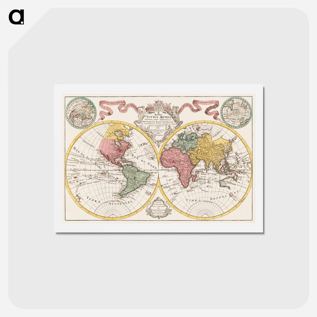 アートポストカード-Mappa totius mundi - アンティーク地図 Postcard.