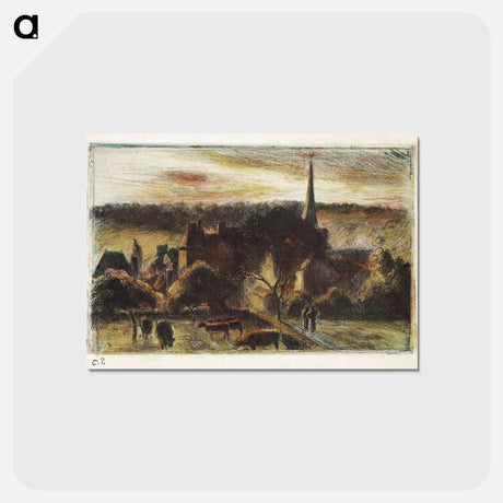 アートポストカード-Church and Farm at Éragny - カミーユ ピサロ Postcard.