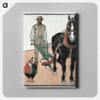 アートパネル-Man with Rooster and Horse - エドワード ペンフィールド Canvas.