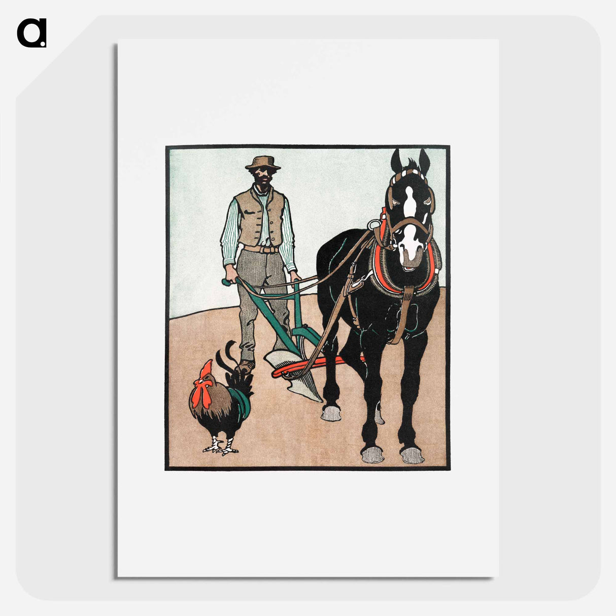 Man with Rooster and Horse - Edward Penfield Poster.