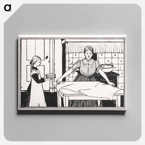 アートパネル-Mom and daughter doing housework - ユリー デ フラーハ Canvas.
