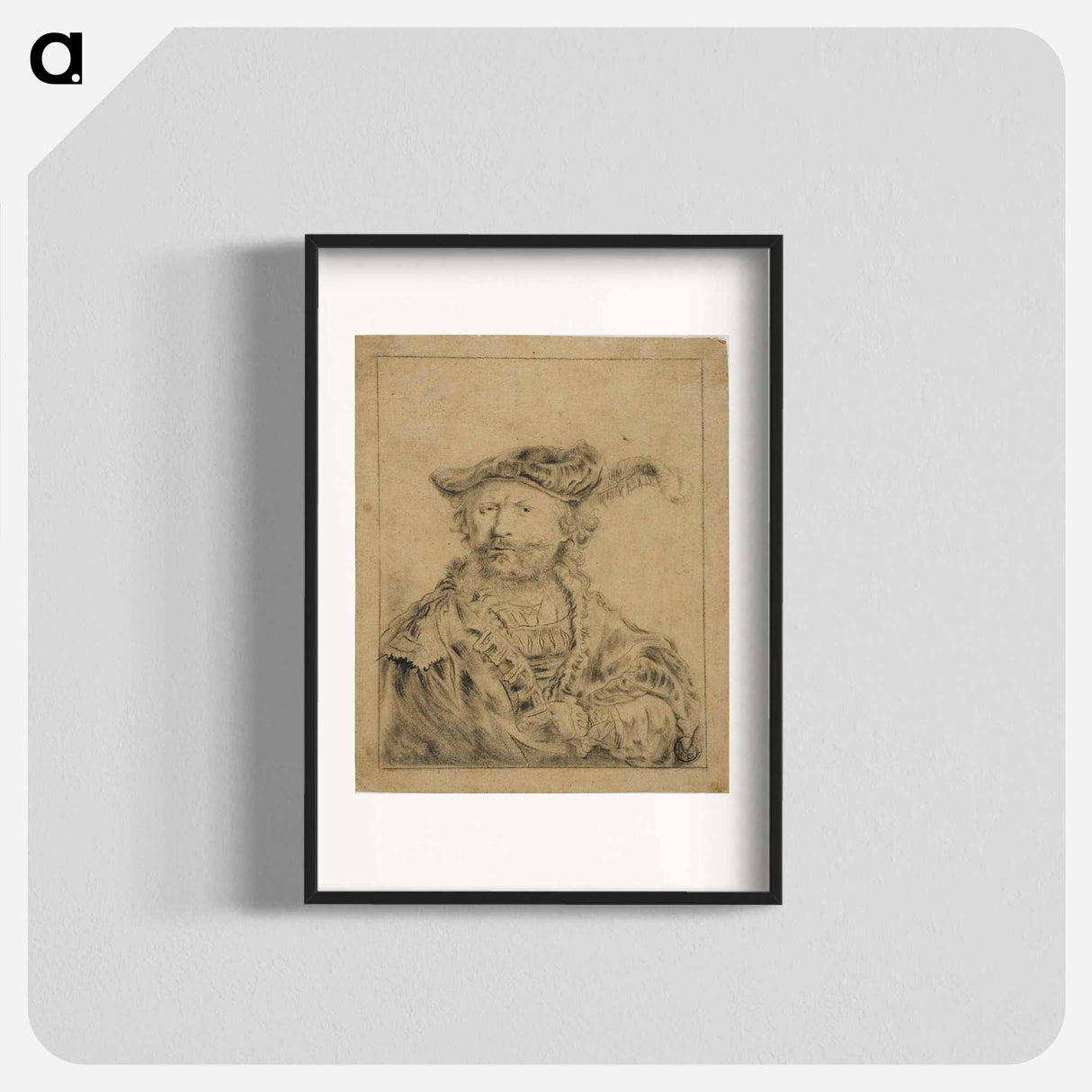 Rembrandt with a Plumed Hat - レンブラント ファン レイン Poster.