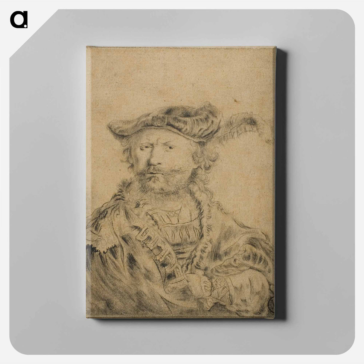アートパネル-Rembrandt with a Plumed Hat - レンブラント ファン レイン Canvas.