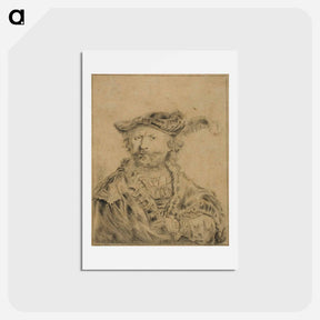 アートポストカード-Rembrandt with a Plumed Hat - レンブラント ファン レイン Postcard.