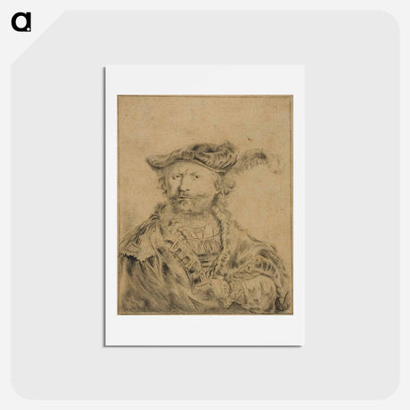 アートポストカード-Rembrandt with a Plumed Hat - レンブラント ファン レイン Postcard.