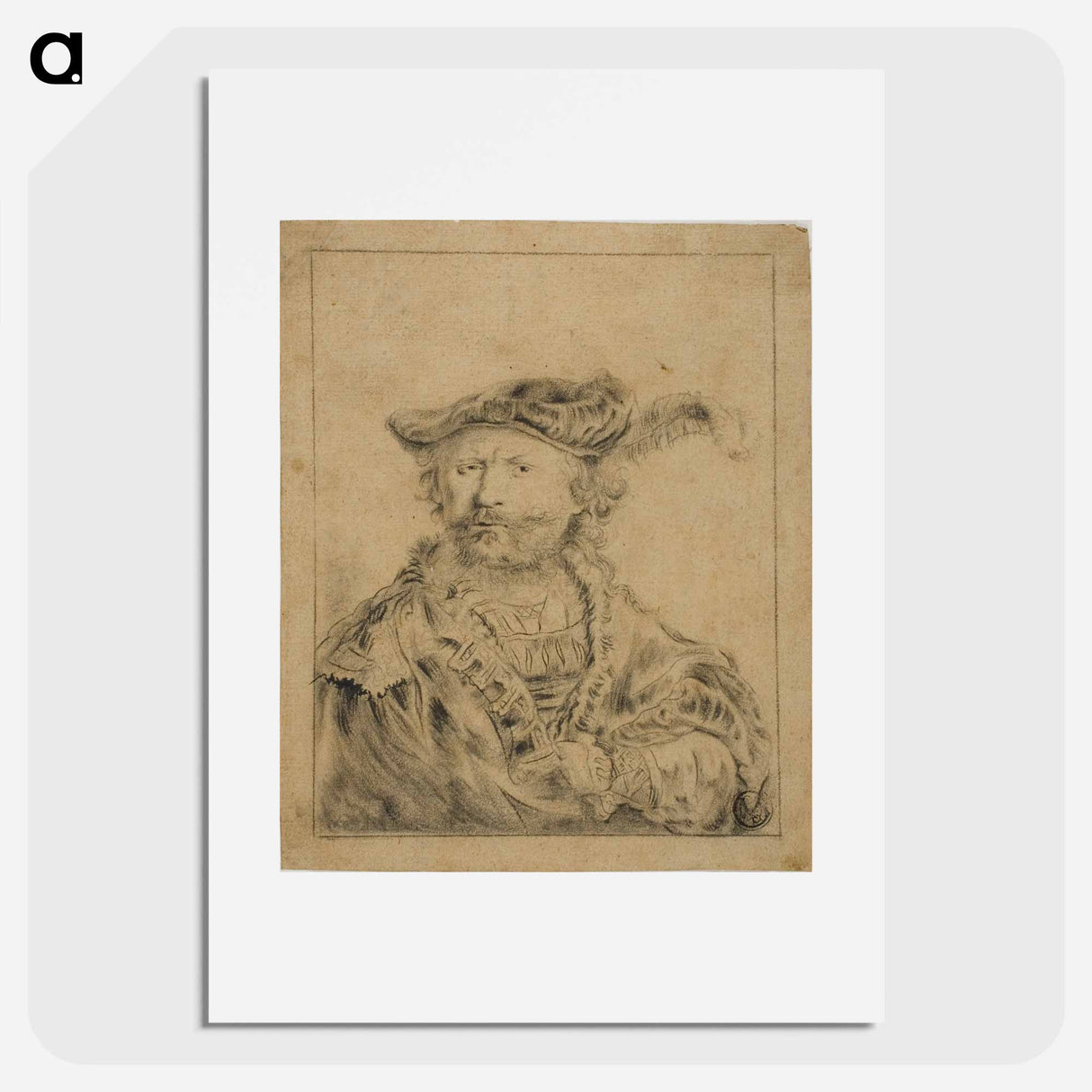 Rembrandt with a Plumed Hat - レンブラント ファン レイン Poster.