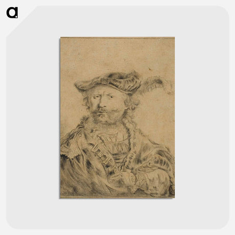 アートポストカード-Rembrandt with a Plumed Hat - レンブラント ファン レイン Postcard.