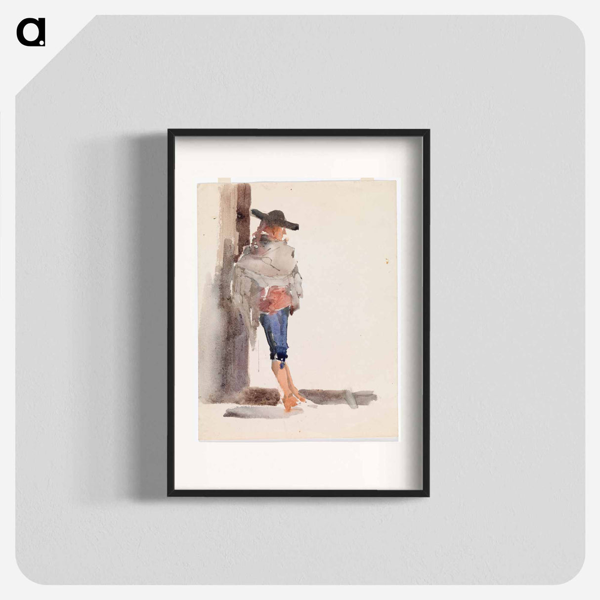 Spaniard leaning against a wall, study - アルバート エーデルフェルト Poster.