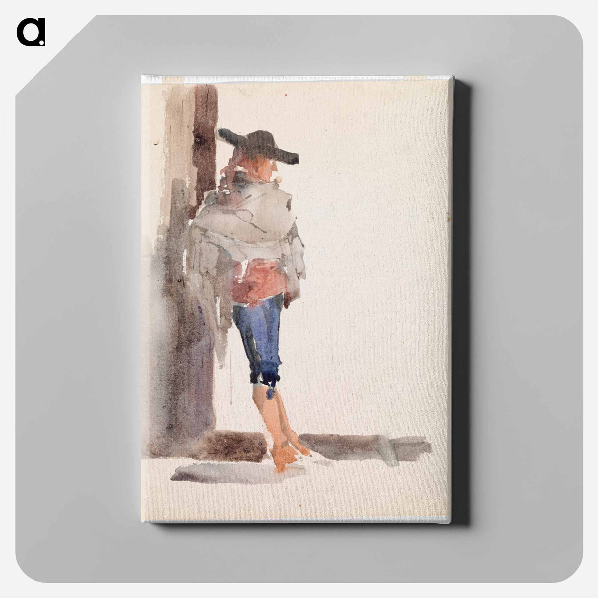 Spaniard leaning against a wall, study - アルバート エーデルフェルト Canvas.