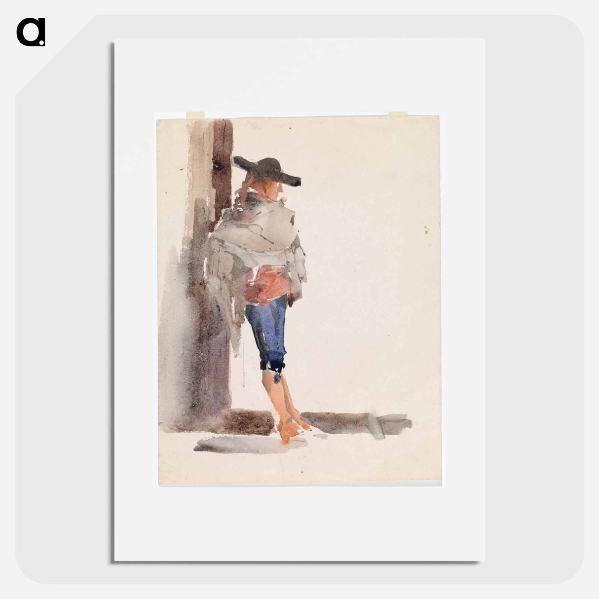 Spaniard leaning against a wall, study - アルバート エーデルフェルト Poster.