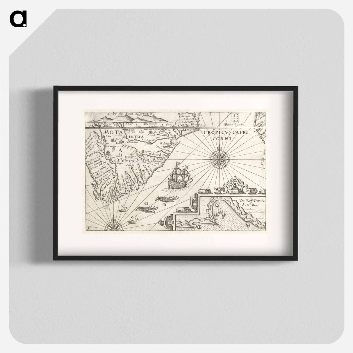 Kaartje van Kaap de Goede Hoop - アンティーク地図 Poster.