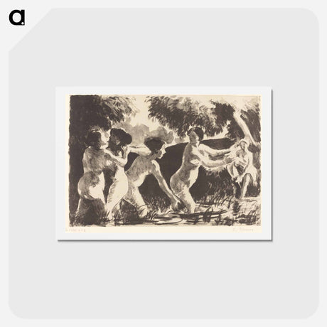 アートポストカード-Bathers Wrestling - カミーユ ピサロ Postcard.