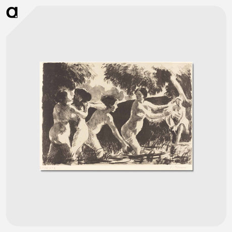 アートポストカード-Bathers Wrestling - カミーユ ピサロ Postcard.