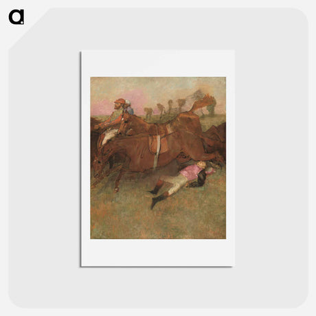 アートポストカード-Scene from the Steeplechase: The Fallen Jockey - エドガー ドガ Postcard.