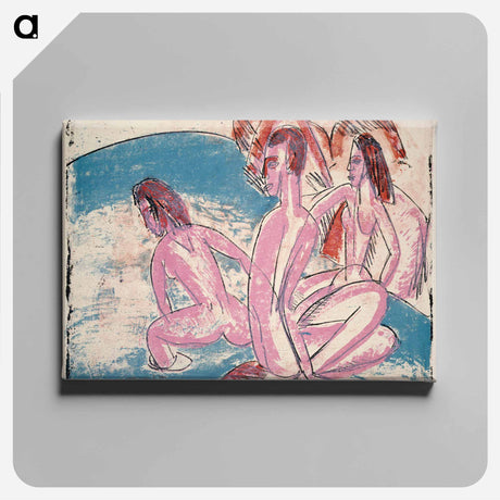 アートパネル-Three Bathers by Stones - エルンスト ルートヴィヒ キルヒナー Canvas.