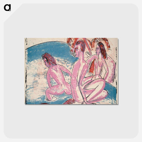 アートポストカード-Three Bathers by Stones - エルンスト ルートヴィヒ キルヒナー Postcard.