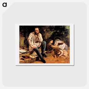 アートポストカード-Pierre Joseph Proudhon and his children in 1853 - ギュスターヴ クールベ Postcard.