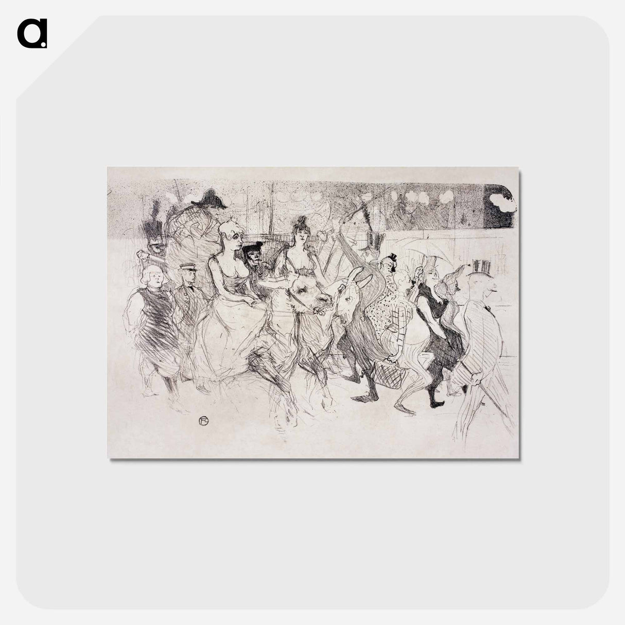アートポストカード-Une redoute au Moulin Rouge - アンリ ド トゥールーズ ロートレック Postcard.
