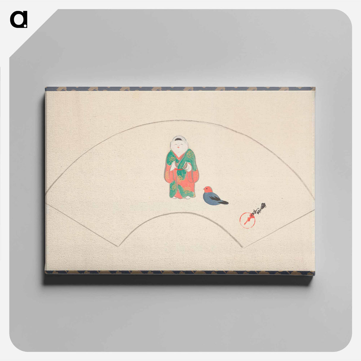 アートパネル-Folding Fan with Fushimi Doll - 神坂 雪佳 Canvas.
