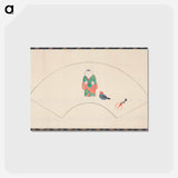 アートポストカード-Folding Fan with Fushimi Doll - 神坂 雪佳 Postcard.