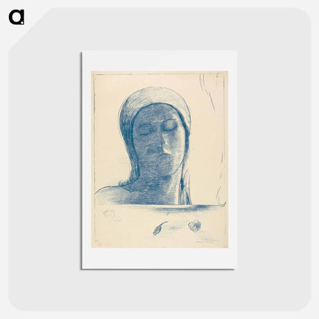 アートポストカード-Yeux clos - オディロン ルドン Postcard.