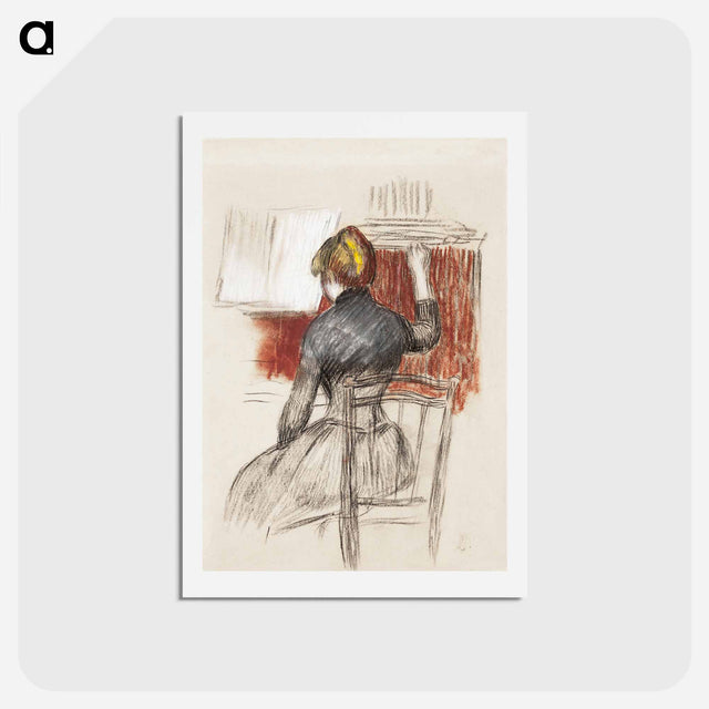 アートポストカード-Woman at a Piano - ピエール オーギュスト ルノワール Postcard.