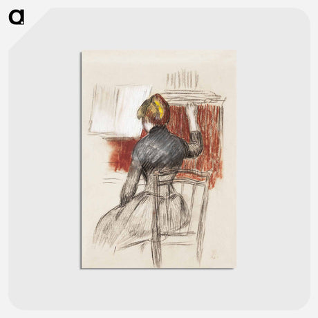 アートポストカード-Woman at a Piano - ピエール オーギュスト ルノワール Postcard.