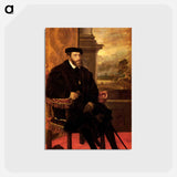 アートポストカード-Emperor Charles V Seated - ティツィアーノ ヴェチェッリオ Postcard.