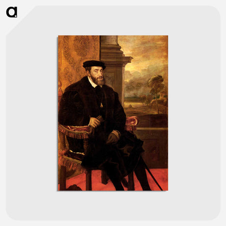 アートポストカード-Emperor Charles V Seated - ティツィアーノ ヴェチェッリオ Postcard.