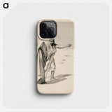 Lasta kantava nuori nainen ja mies vaeltamassa erämaan halki - アルバート エーデルフェルト Phone Case.