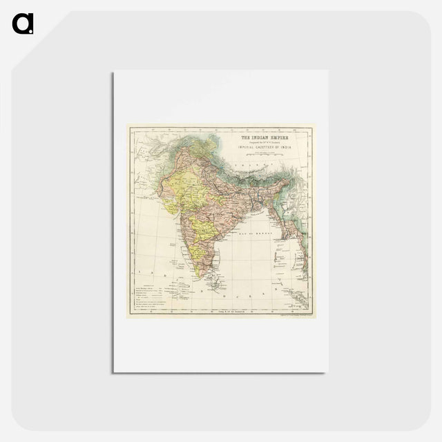 アートポストカード-The Imperial Gazetteer of India - アンティーク地図 Postcard.