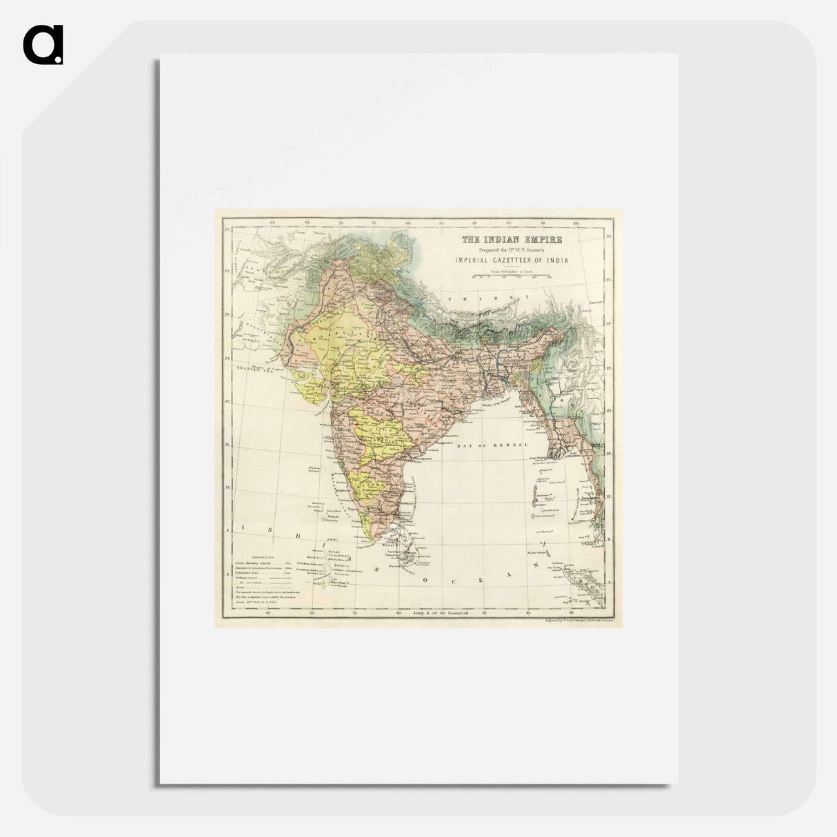 The Imperial Gazetteer of India - アンティーク地図 Poster.