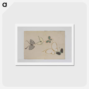 アートポストカード-Chō senshu (A Thousand Kinds of Butterflies), Volume 2 - 神坂 雪佳 Postcard.
