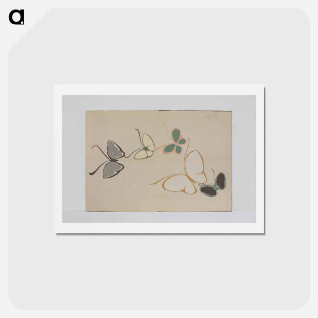アートポストカード-Chō senshu (A Thousand Kinds of Butterflies), Volume 2 - 神坂 雪佳 Postcard.
