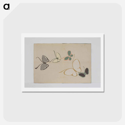 Chō senshu (A Thousand Kinds of Butterflies), Volume 2 - 神坂 雪佳 Postcard.